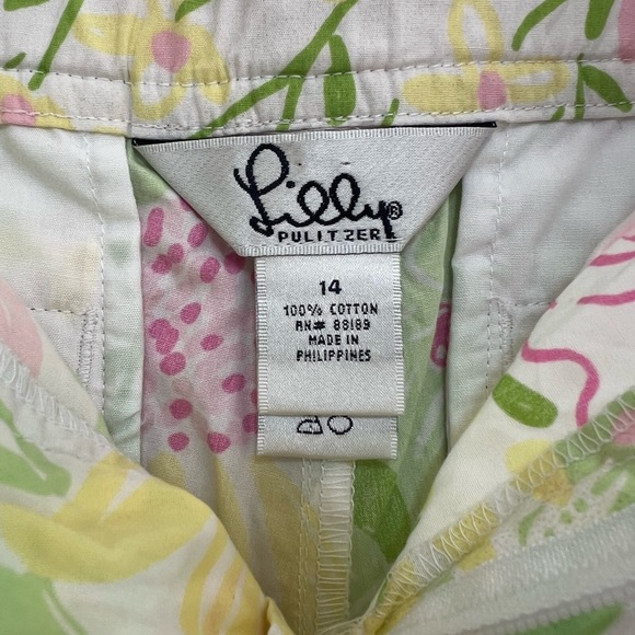 Lilly Pulitzer White Label Girls Pastel Pink/Green Floral Chino Shorts, size 14 - Picture 5 of 8